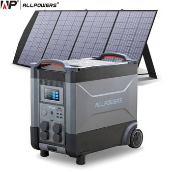 Estación De Energia Portatil Allpowers R4000, Salida Ca 4000w - Lifep04 + Panel Solar 18v/200w
