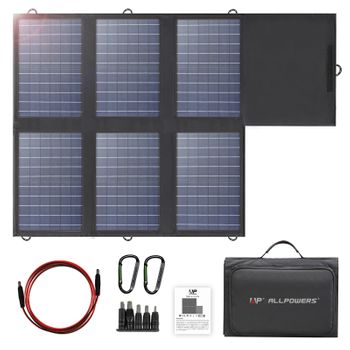 Allpowers Panel Solar Plegable De 60w 18v Portatil Impermeable Cargador Solar Para Estación Eenergía Bluetti Ecoflow Y Otros