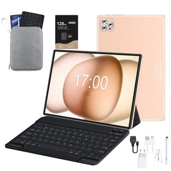 Tablet Vanwin Octa-core, 4gb Ram, 64gb, 10.1 Pulgadas - 25.65 Cm, Wifi, 4glet, Gps, Android 12 +la Bolsa Para Tablet+estuche+teclado+128sd-golden