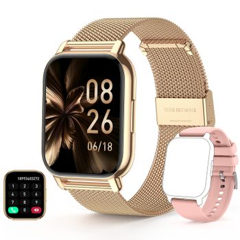 Smartwatch Chronus P66 1.85'' Responder/hacer Llamadas,24 Modos Deportivos(oro Rosa）