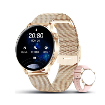 Smartwatch Chronus Ak37 Reloj Conectado Mujer, Control Música(oro Rosa）