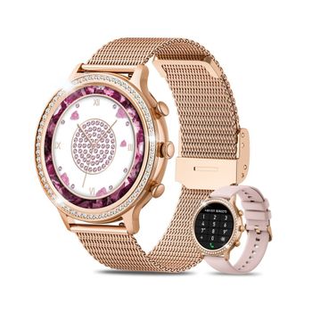 Smartwatch Chronus I70 1.32 ''para Mujer Diamantes Con Monitor De Sueño Fitness Tracker (oro Rosa）