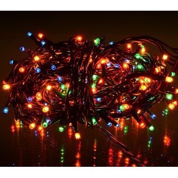 013546 Tira Led De 240 Guirnaldas Efecto Multicolor (cable Verde)