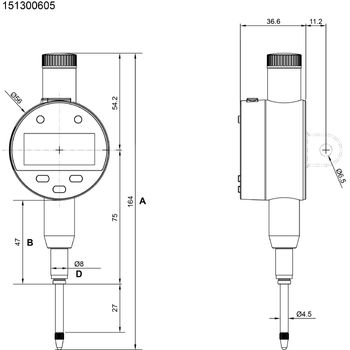 Limit 151300605 Reloj Comparador Digital Ø56mm 25mm 0,02mm