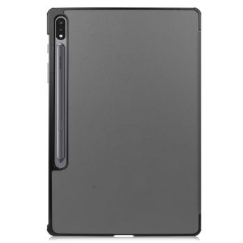 Funda De Cuero De Pu/pc Gris, De Tres Pliegues Para Samsung Galaxy Tab S7 Plus / Fe / Lite.