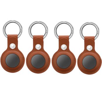 Funda Llavero Para Airtag Cuero Pu Paquete De 4 Brown