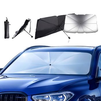 Paraguas Parabrisas Plegable Para Coche Plata / Negro  145×79 Cm