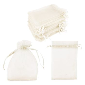 Bolsas De Organza, Paquete De 100. Creme