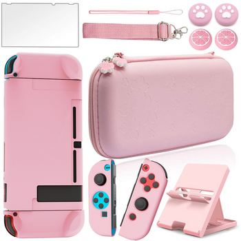 Estuche De Transporte Y Accesorios Compatibles Con Nintendo Switch Pink 10-piece