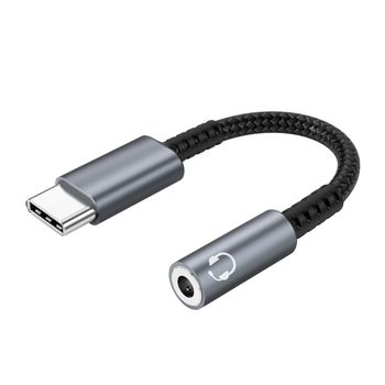 Adaptador Usb C A Toma De Auriculares De 3,5 Mm. Grey