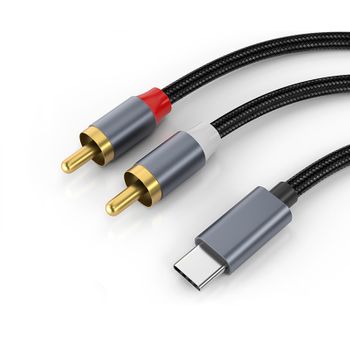 Cable De Audio Estéreo Usb-c A 2x Rca. Grey