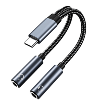 Cable Adaptador De Audio Usb-c A Doble De 3,5 Mm Black