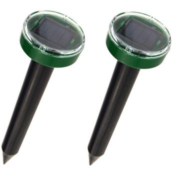 Ahuyentador Ultrasónico De Topos/plagas Con Placas Solares 2-pack