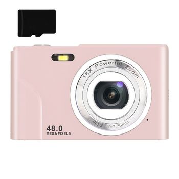 Cámara Digital De 48 Mp, Hd 1080p, Zoom 16x, Tarjeta De Memoria De 32gb Pink