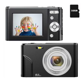 Cámara Digital De 48 Mp, Hd 1080p, Zoom 16x, Tarjeta De Memoria Black