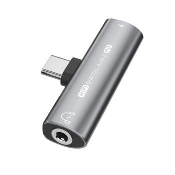 Adaptador De Cargador Y Auriculares Usb C A 3,5 Mm. Grey