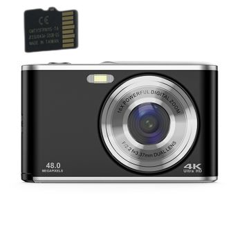 Cámara Digital 4k 48mp, Zoom 16x, Cámara Web Con Tarjeta Tf De 32 Gb Black