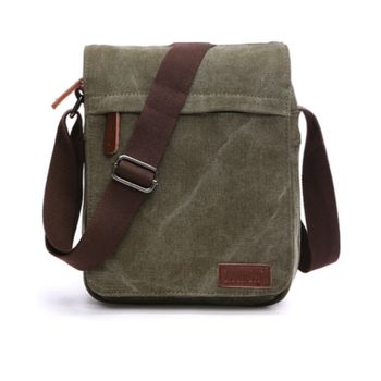 Bolso Bandolera Deportivo En Lona Y Piel. Darkgreen