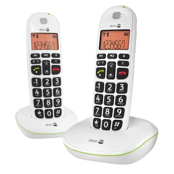 Juego De 2 Teléfonos Doro Phoneeasy 100w Duo Blanco Senior Dect