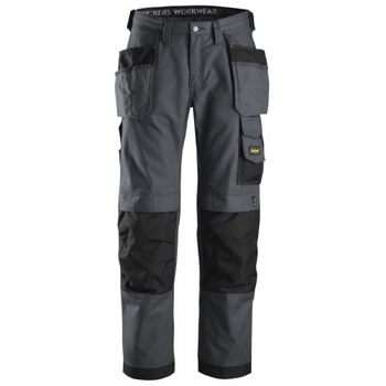 Snickers Workwear-32145804146-3214 Pantalón Largo Canvas+ Con Bolsillos Flotantes Gris Acero-negro Talla 146