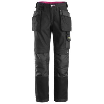 Snickers Workwear-37140404018-3714 Pantalón Largo Canvas+ Mujer Con Bolsillos Flotantes Negro Talla 18