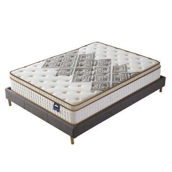 Juego De Colchón De Muelles Ensacados + Cama Con Somier De Láminas 140x190cm