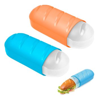 Tatay - Set De 2 Porta Bocadillos Infantiles Extensibles Y Reutilizables. Azul Y Naranja