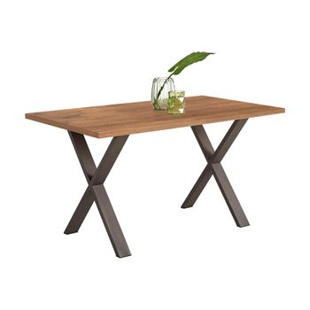 Mesa Comedor Oficina Moderna Madera Maciza 140x100cm. Patas Forma X