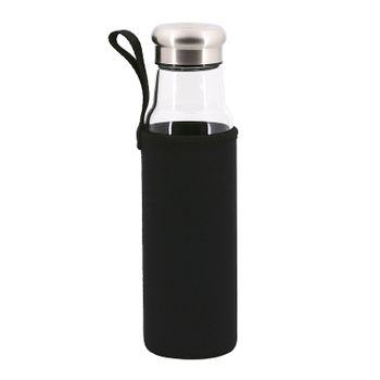 Iris - Botella De Agua 0.55l En Vidrio Con Funda Neopreno, Negro