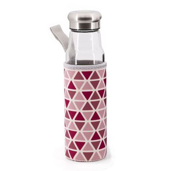 Botella Agua Cristal 550 ml. Funda Neopreno con Asa. Sin BPA