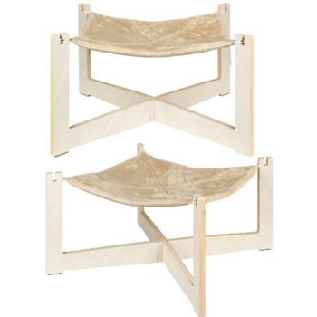 Hamaca Para Gato Estable, Cómoda Y Reversible 56x56x35 Cm. Estructura Cama De Madera Gatos, Cachorros, Perros Pequeños Hasta 6 Kgs.