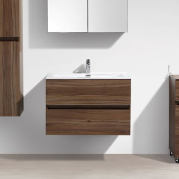 Mueble Lavabo + Lavabo 80cm Montado Siena Nogal