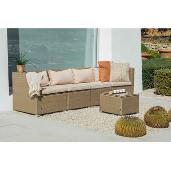 Conjunto mueble de jardín tela impermeable, 4 módulos, muchos colores