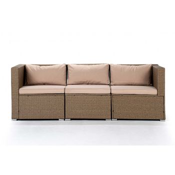 Conjunto Muebles Jardín Bahamas Conjunto Central Doble Mesa Gris Pardo 3  Módulos Centrales, 1 Puf, 2 Mesas Ratán Sintético con Ofertas en Carrefour