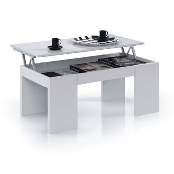 Mesa De Centro Elevable Rubi, Estilo Industrial, En Blanco Y Gris Cemento  con Ofertas en Carrefour