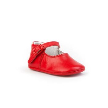 Patuco De Piel Rojo De Bebé Niña Angelitos 20778-15 (tallas De 15 A 19)