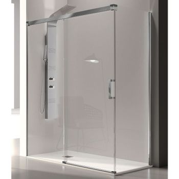 Frontal De Ducha + Puerta Corredera Glasé Perfil Cromado  115 Cm Sin Pared Lateral