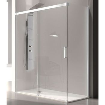 Frontal De Ducha + Puerta Corredera Glasé Perfil Blanco  115 Cm Pared Lateral: 76 - 79 Cm