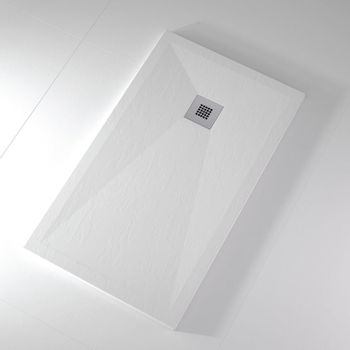 Plato De Ducha Pizarra Onda Blanco  70x90 Cm Rejilla Inox