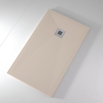 Plato De Ducha Pizarra Onda Crema  90x120 Cm Rejilla Inox