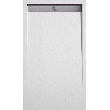 Plato De Ducha Pizarra Arco Blanco  70x90 Cm Rejilla Inox