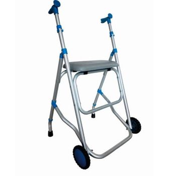 Andador Para Ancianos Mobiclinic Ajustable Plegable Resistente Acero Ligero  Con Asiento 2 Ruedas Emérita Azul con Ofertas en Carrefour