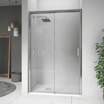 Puerta Corredera Doble Ducha Cooper  130 Cm Cristal Transparente Sin Lateral