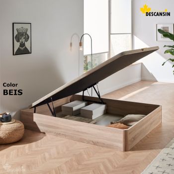 Canape Abatible Descansin, 150 X 200 Cm, Blanco, Patas En Madera De Haya  Maciza, Reforzado, Gran Almacenaje con Ofertas en Carrefour