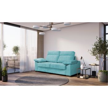 Sofa Cama Italiano | Sistema Apertura Italiana | 3 Plazas | Color Tapizado Azul Claro | Colchon 140x190