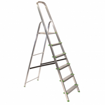 Keroppa Escalera Doméstica Plegable 6 Peldaños Aluminio Con Gancho De Pared Multiusos. Antideslizante, Ligera Y Resistente.