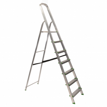 Keroppa Escalera Doméstica Plegable 7 Peldaños Aluminio Con Gancho De Pared Multiusos. Antideslizante, Ligera Y Resistente.