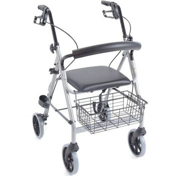 Clinicalfy Andador para ancianos Turia Plegable Frenos manuales Aluminio  Con cesta Ligero y resistente Con asiento y 4 ruedasAzul