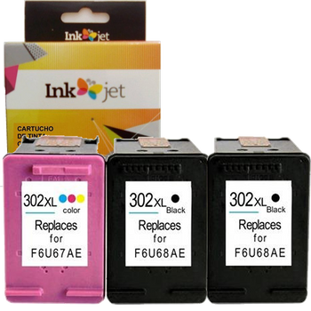 Tinta Compatible Hp 302xl - (f6u68ae/f6u66ae, F6u67ae/f6u65ae) Negro Y Color Pack 3