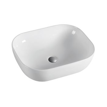 Lavabo Sobre Encimera Cerámico | Lavamanos Baño Para Encimera Rectangular | 45,5cm X 33cm | Blanco Brillo